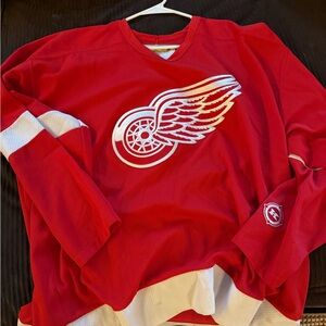 Red Wings Hockey Jersey with White Logo